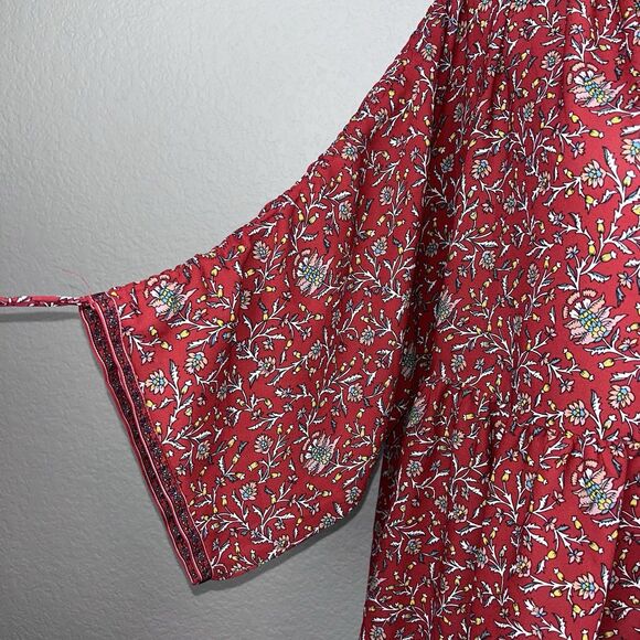 Max Studio Women's Red Floral Lightweight Long Sleeve Boho Tunic Top 1X - Picture 3 of 10